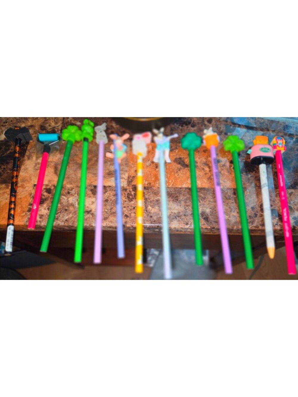 Set Of 13 Vintage #2 Pencils Fun Toppers Unsharpened New Old Stock Various Color